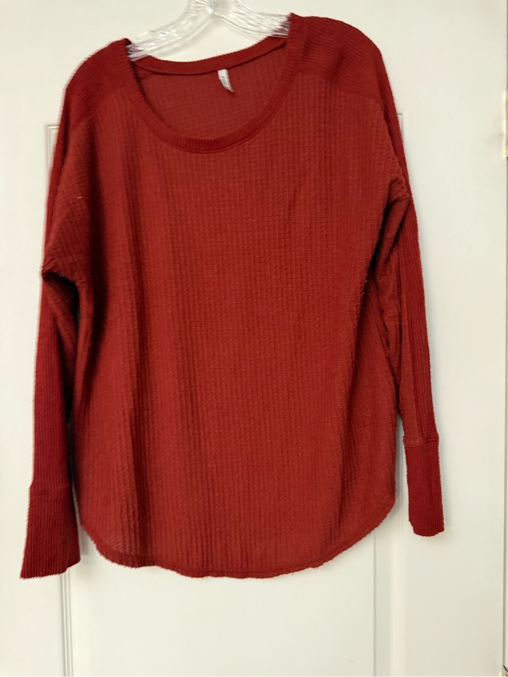Mudd Long Sleeve Waffle Knit Top - Rust